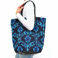 Blue Black Ikat Tote Bag
