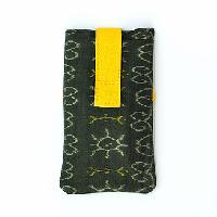 Military Green Yellow Ikat Mobile Pouch