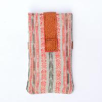 White and Tan Ikat Mobile Pouch