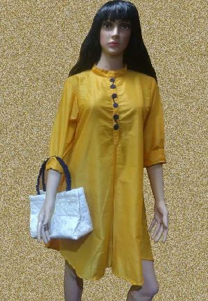 Ladies Yellow Casual One Piece Dress