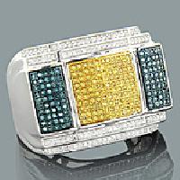white blue yellow mens diamond ring-082ct-sterling-silver-p-