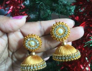 Silk Thread Jhumka Earrings