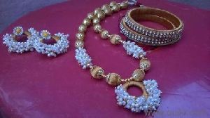 Silk Thread Necklace Set with Bangles