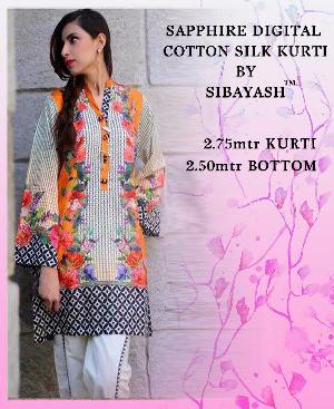 cotton silk printed unstitched kurtis bottom
