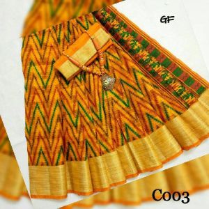 GF brand tussar ikkat silk sarees