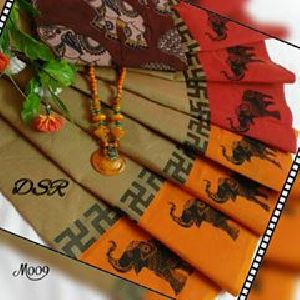dsr chettinad cotton sarees with printed motifs