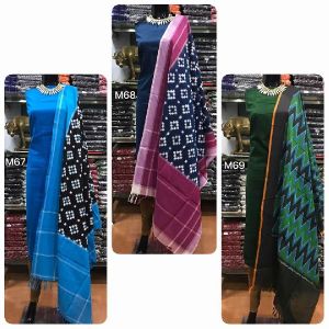 handloom cotton top with mercerised ikkat dupatta