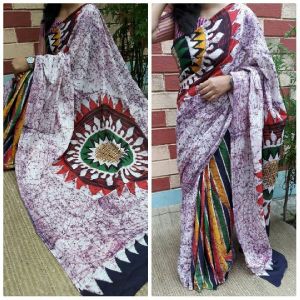 mal mal cotton hand batik printed sarees