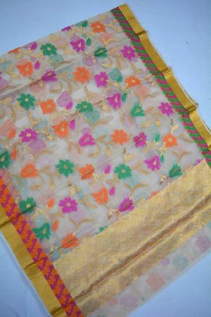 pure banarasi kota silk sarees with floral woven work