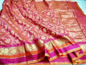 Pure Handloom Muslin Dupion Silk Sarees