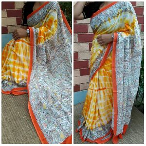 shibori printed dye sarees