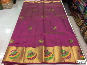 matka designed raw silk sarees