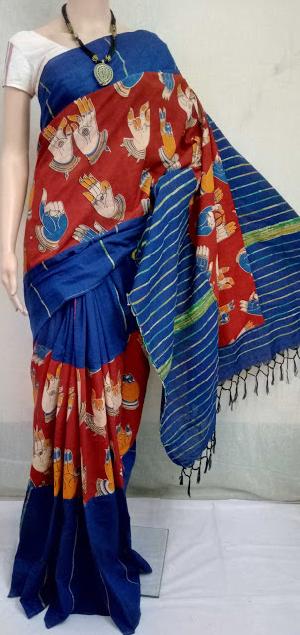 pure cotton handloom khes kalamkari sarees