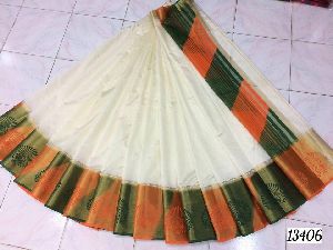 digital printed border tussar silk sarees