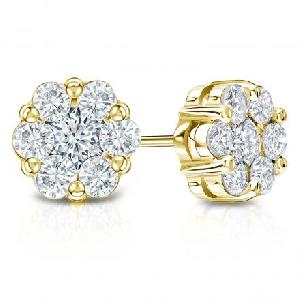 Natural Diamond Studded Cluster Stude Earring