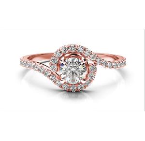 Real Round Diamond Engagement Ring in 14k Gold
