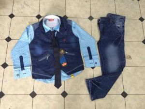 Boys Fancy Full Shirt Denim Jacket Suits