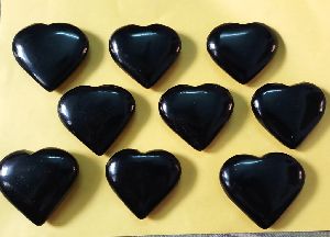 Black Obsidian Stone Puffy Hearts