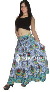 Handmade Beautiful Feather Mandala Print Floor Length Long Skirts