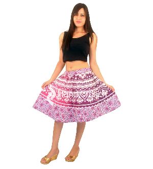 Pink boho summer short skirt