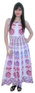 Pink Peacock Feather Mandala Sleeveless Evening Gown