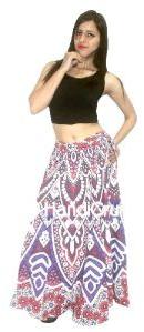 Cotton Handmade Flower Mandala Print Floor Length Long Skirts