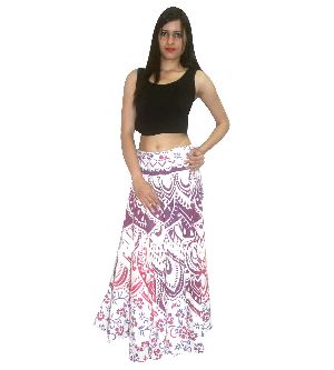 Cotton Handmade Ombre Mandala Print Floor Length Long Skirts