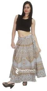 Pure Cotton Handmade Golden Ombre Mandala Print Floor Length Long Skirts