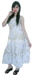 White Gold Lotus Ombre Mandala Sleeveless Evening Gown Wedding Long Maxi Dress