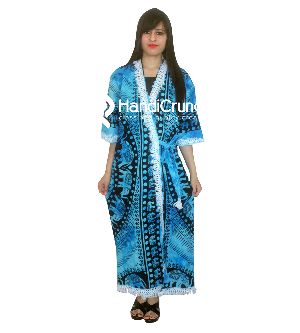 Womens violet printed long gown bath robe