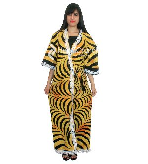 Beautiful yellow black yin yang printed bath robe