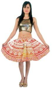 Orange Mandala Printed Short Skirt