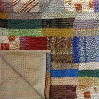 Handmade Kantha Patchwork Sari Quilt