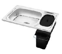 Single Sink with Drain Board & Garbage Bin