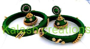 Silk thread bangles with earrings