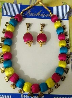 Silk Thread Necklace Set Without Kada