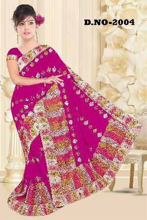 Aarya Ethnics Lace border Embroidered Georgette Net Fabric Saree_DN-2004-B