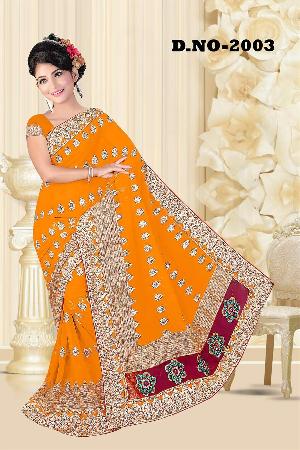 Aarya Ethnics Lace border Embroidered Georgette Net Fabric Saree_DN-2003-C