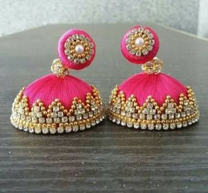 Handmade silk thread earrings