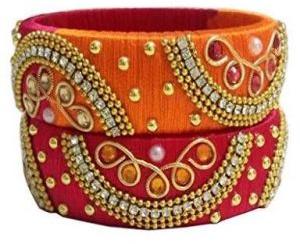 red silk thread bangle (2 cm) width