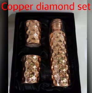 Copper Diamond Bottle With Glass Set