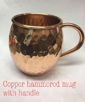 Copper Hammered Mug With Handle