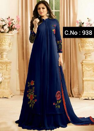 designer blue anarakali salwar suit