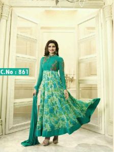 designer green Embroidered anarkali Salwar suit