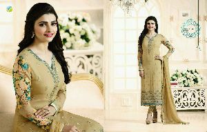 designer green Embroidered Straight cut Salwar suit