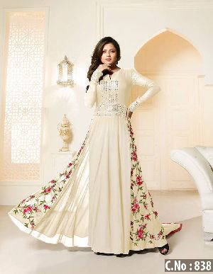 designer new white Embroidery anarkali salwar suit