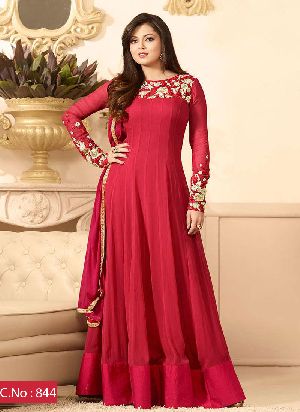 designer red Embroidered anarkali Salwar suit