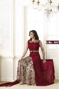 red Embroidered Salwar suit