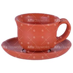 Terracotta Clay Cup and Saucer