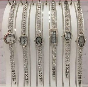 Silver Ladies CZ Fancy Watches